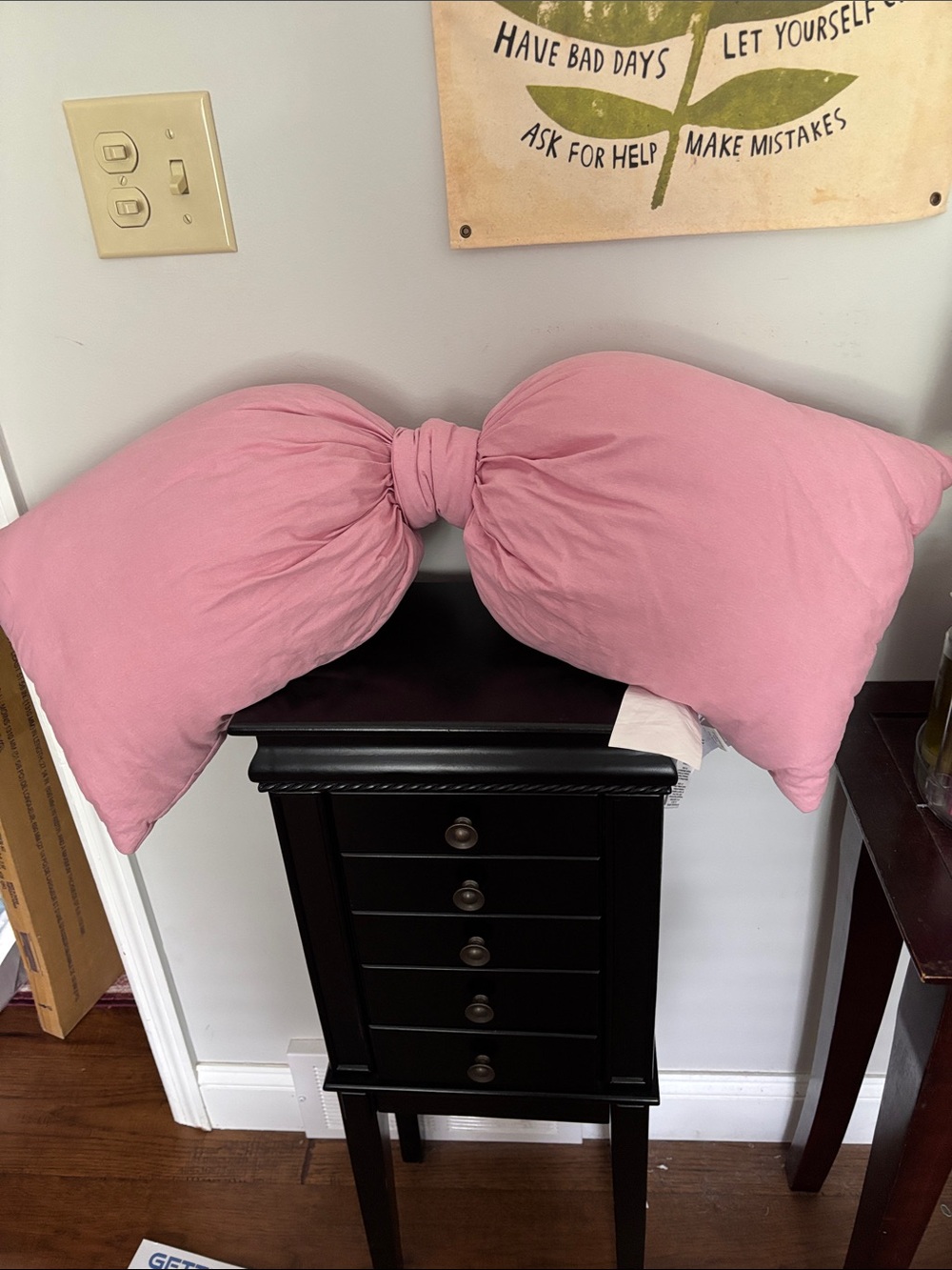 Pottery Barn TEEN Soft Pink Bow Pillow